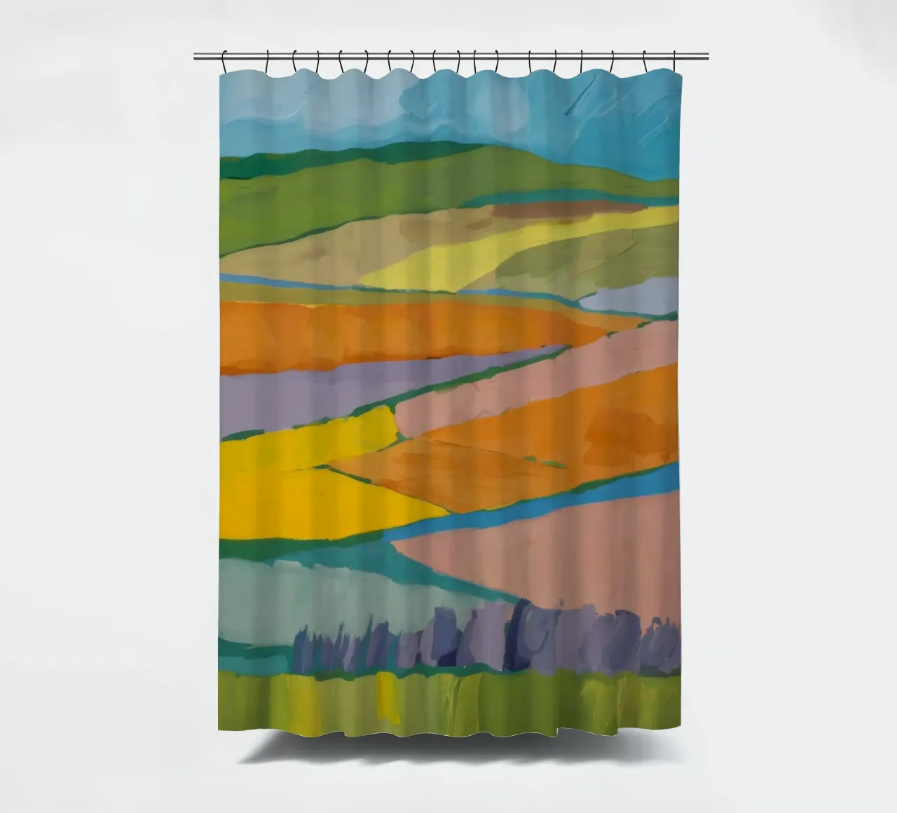 Patchwork Field Dreams Duschvorhang von Mystic Grain