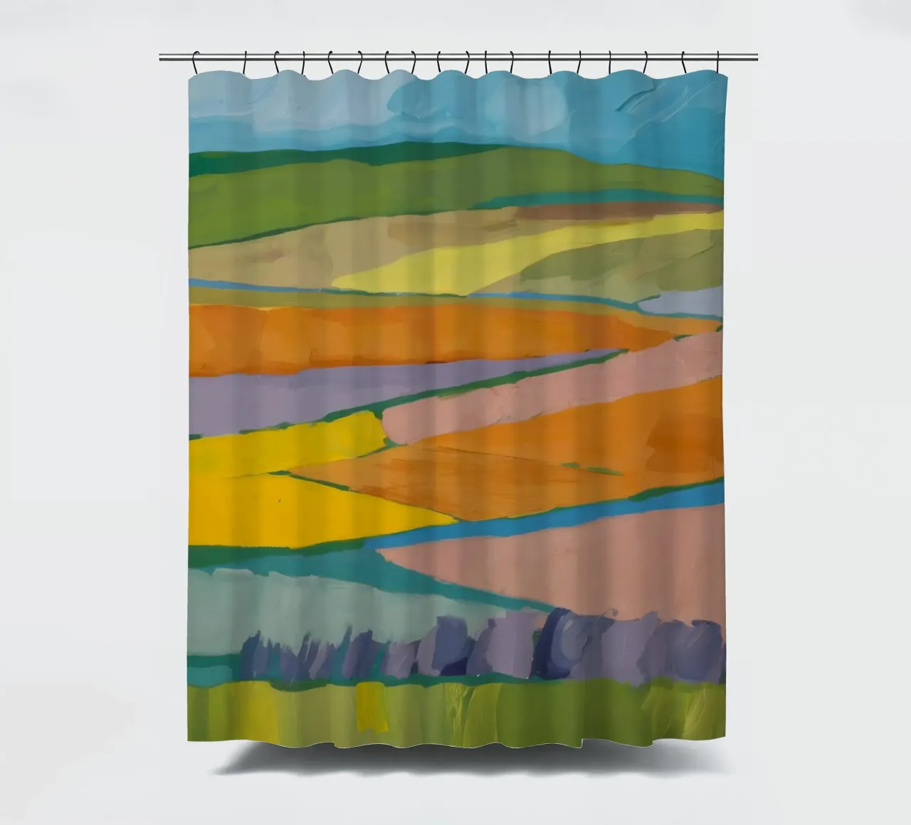 Patchwork Field Dreams Duschvorhang von Mystic Grain