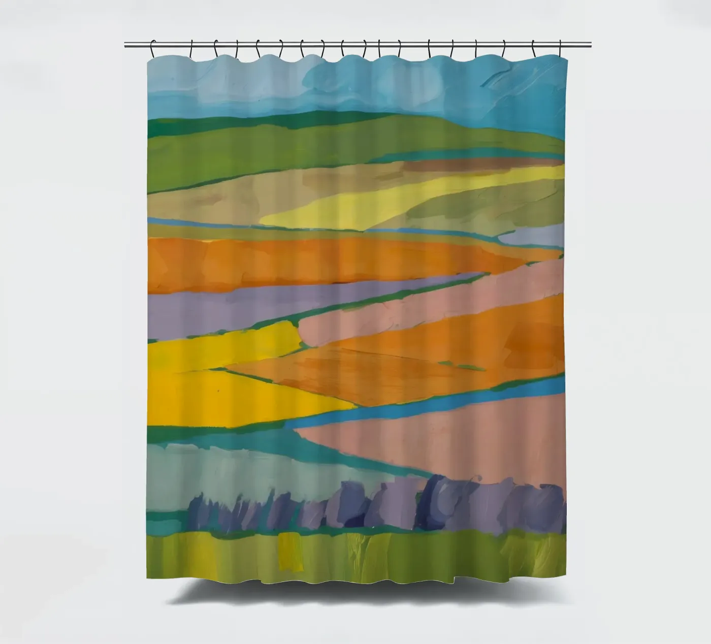 Patchwork Feldträume Duschvorhang von Mystic Grain