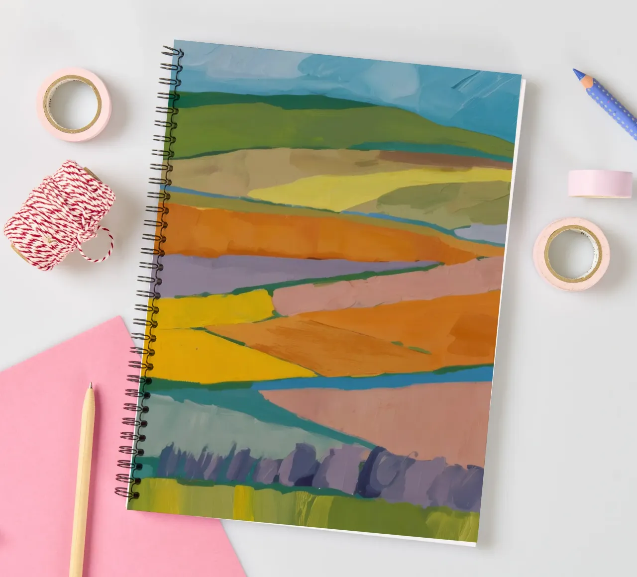 Patchwork Field Dreams spiral notebook by Mystic Grain