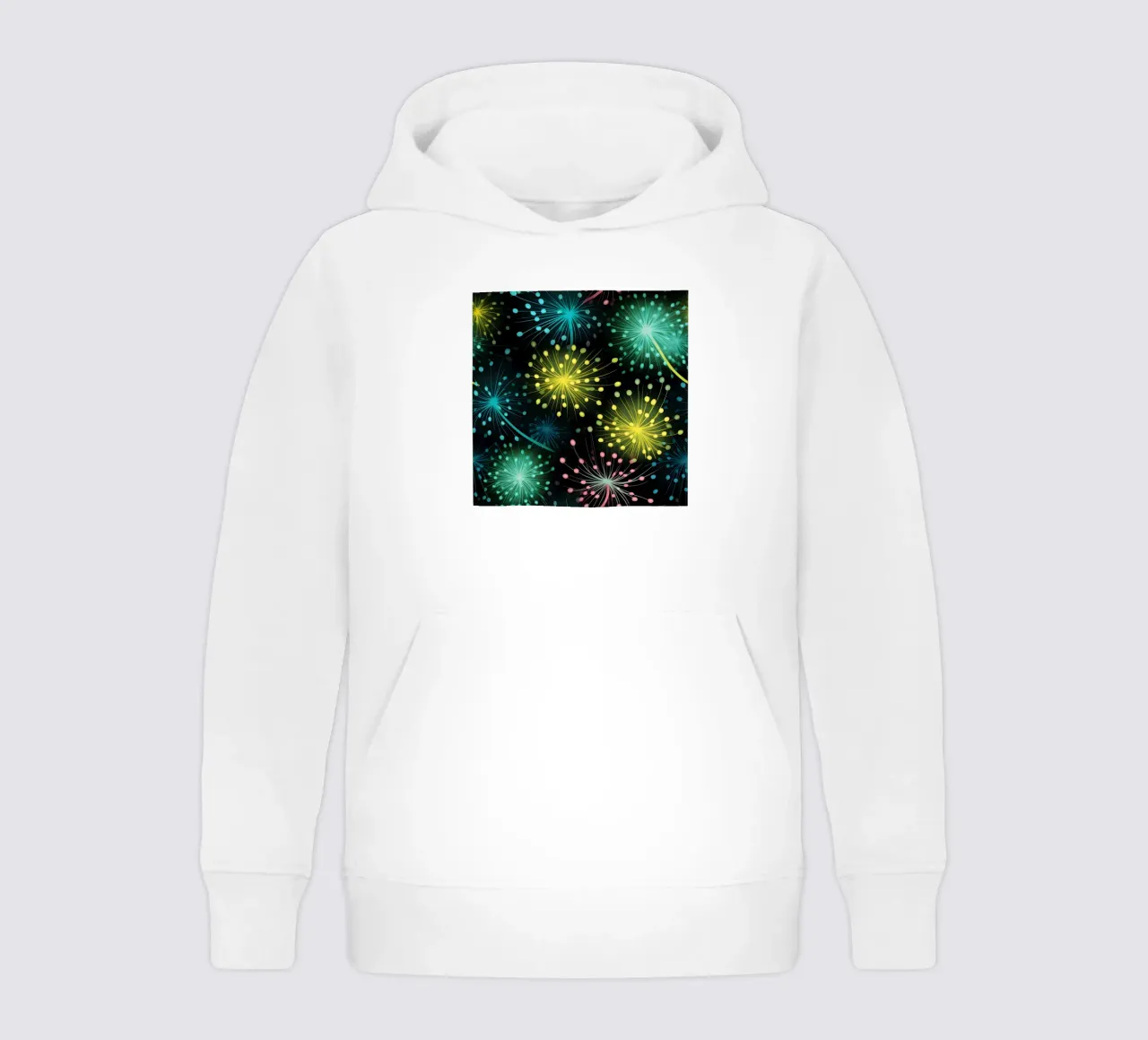 Neon Dandelions kids hoodie by Botanical Pattern House