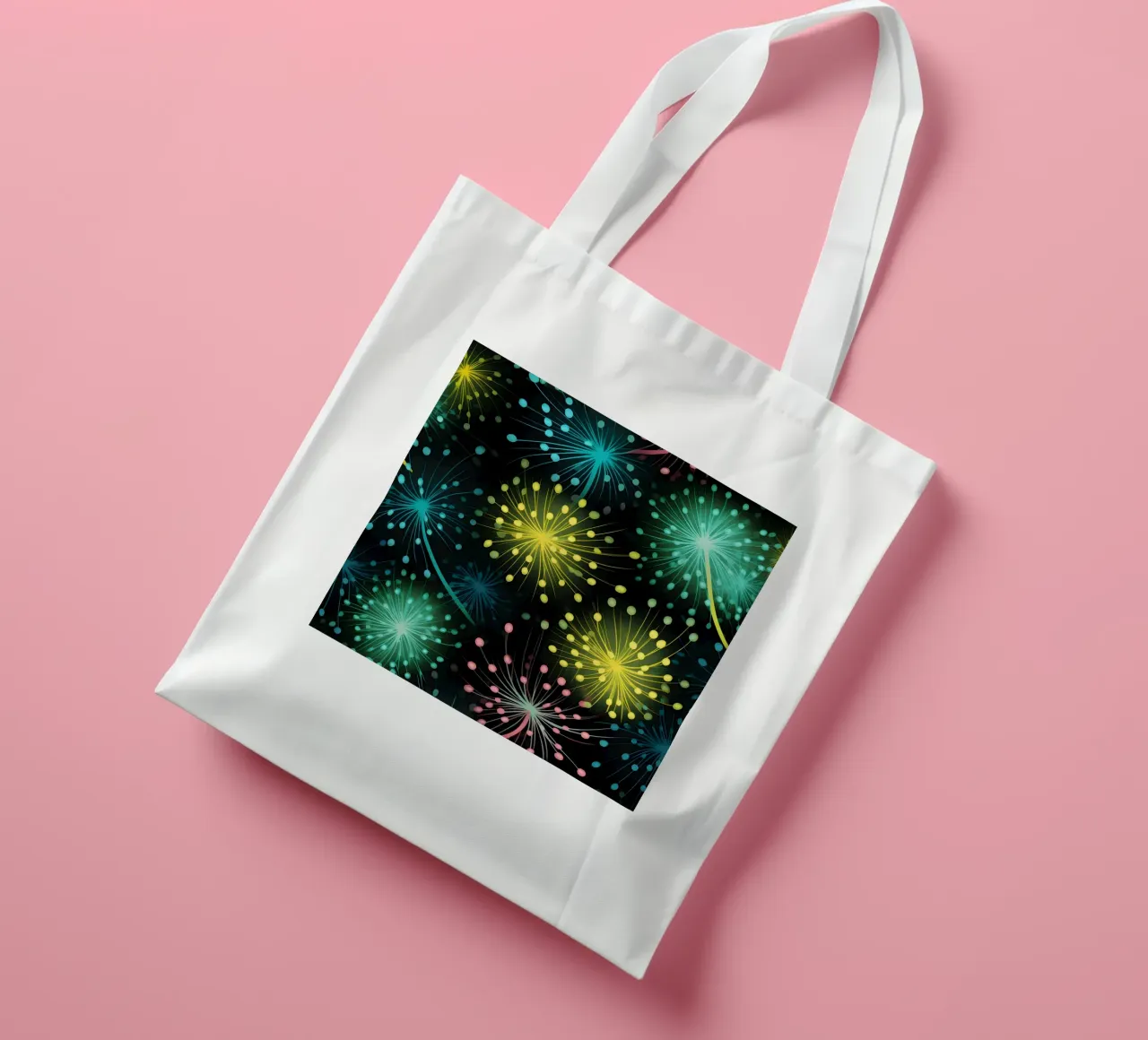 Neon Dandelions tote bag by Botanical Pattern House