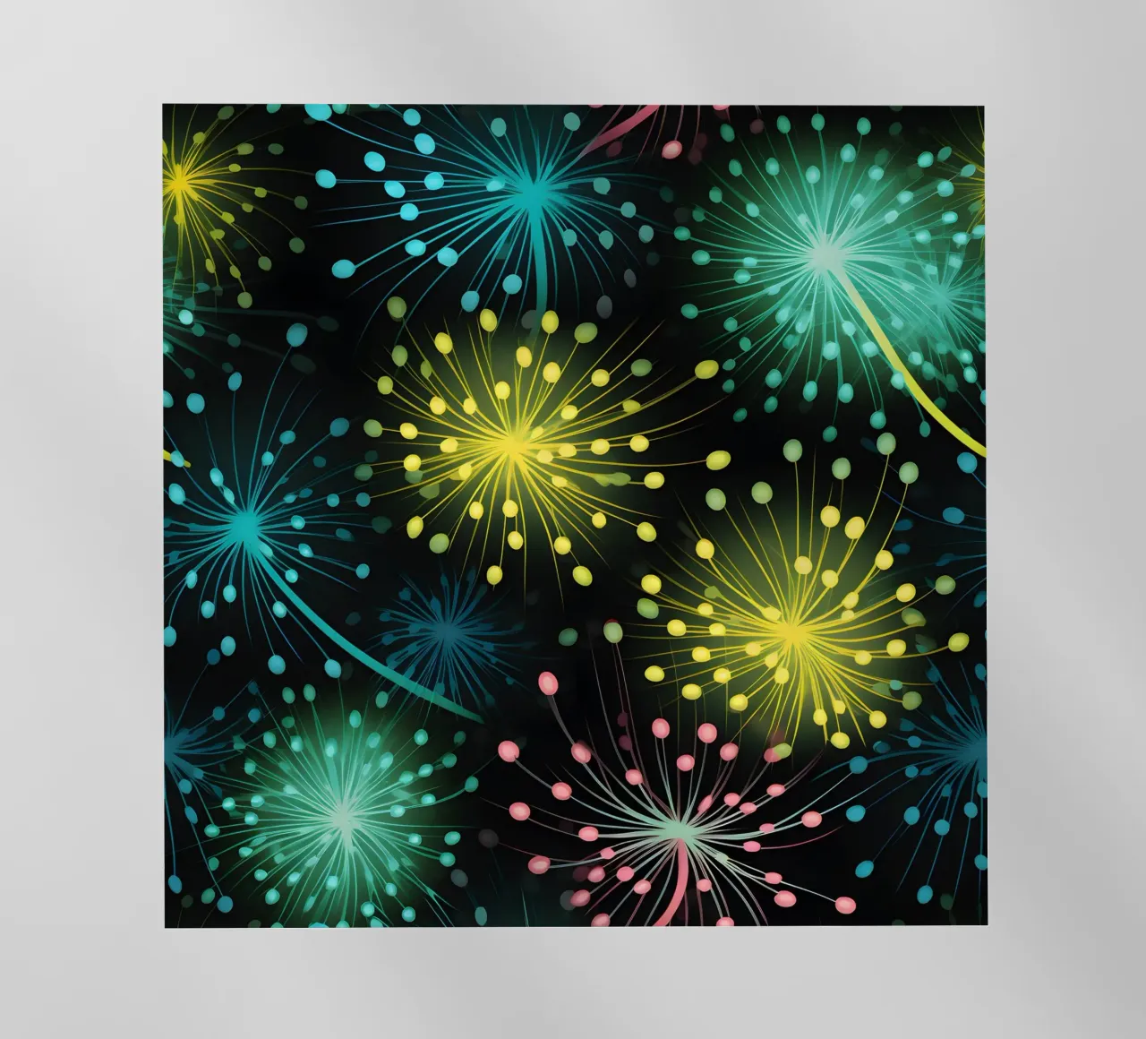 Neon Dandelions backlit film by Botanical Pattern House