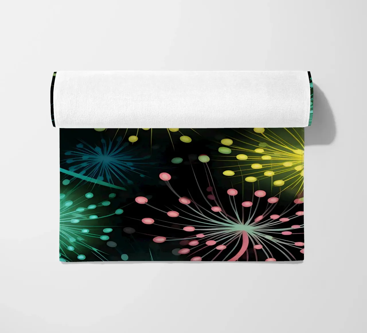 Neon Dandelions beach towel by Botanical Pattern House