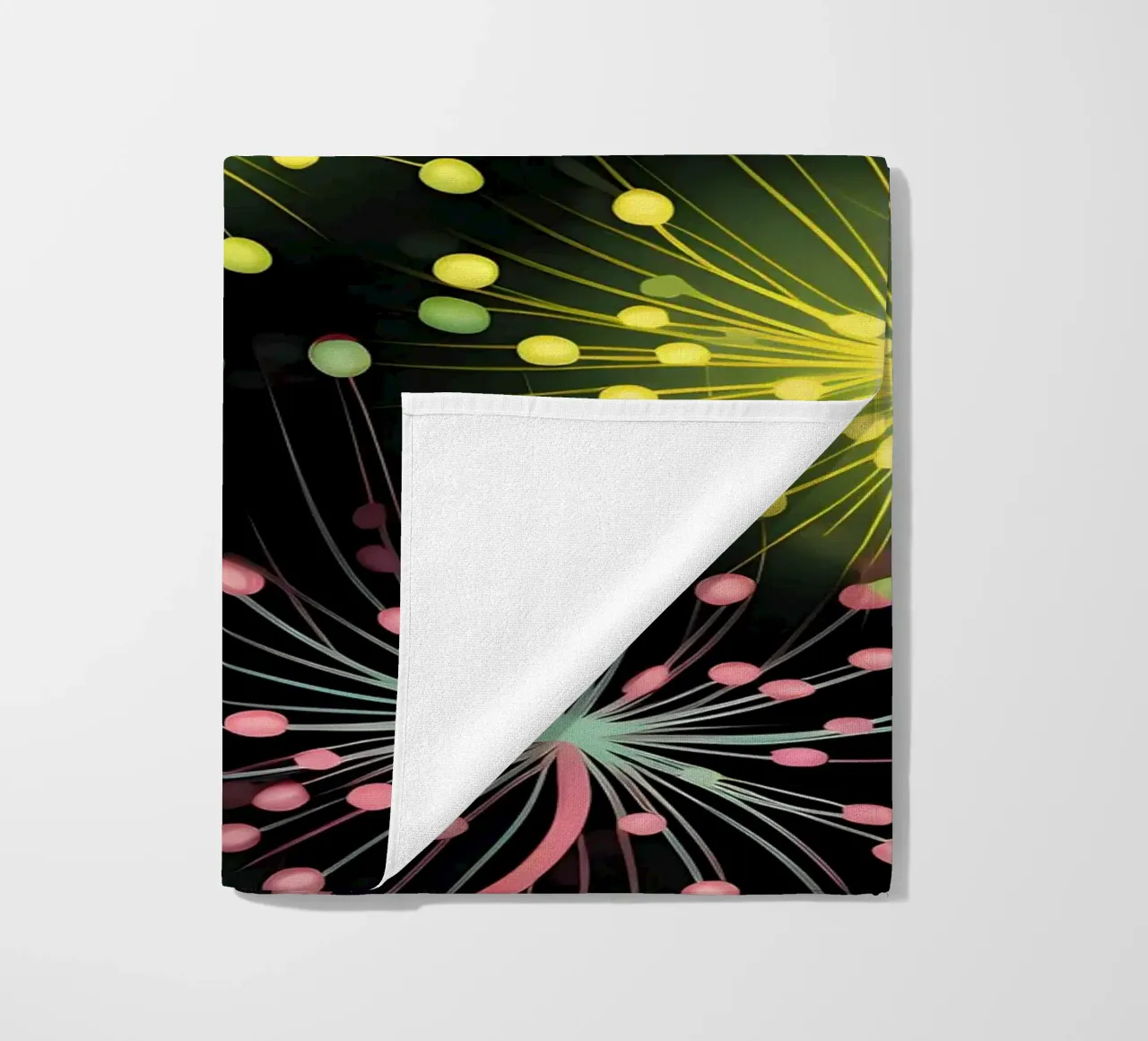 Neon Dandelions beach towel by Botanical Pattern House
