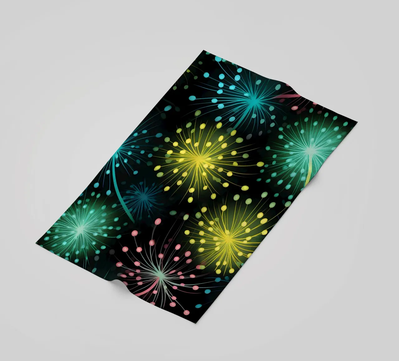 Neon Dandelions beach towel by Botanical Pattern House