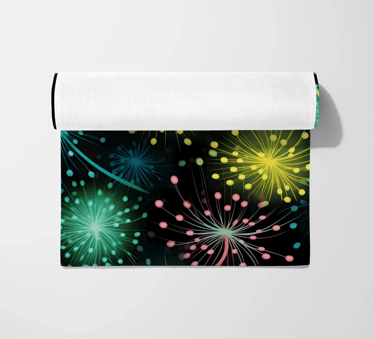 Neon Dandelions beach towel by Botanical Pattern House