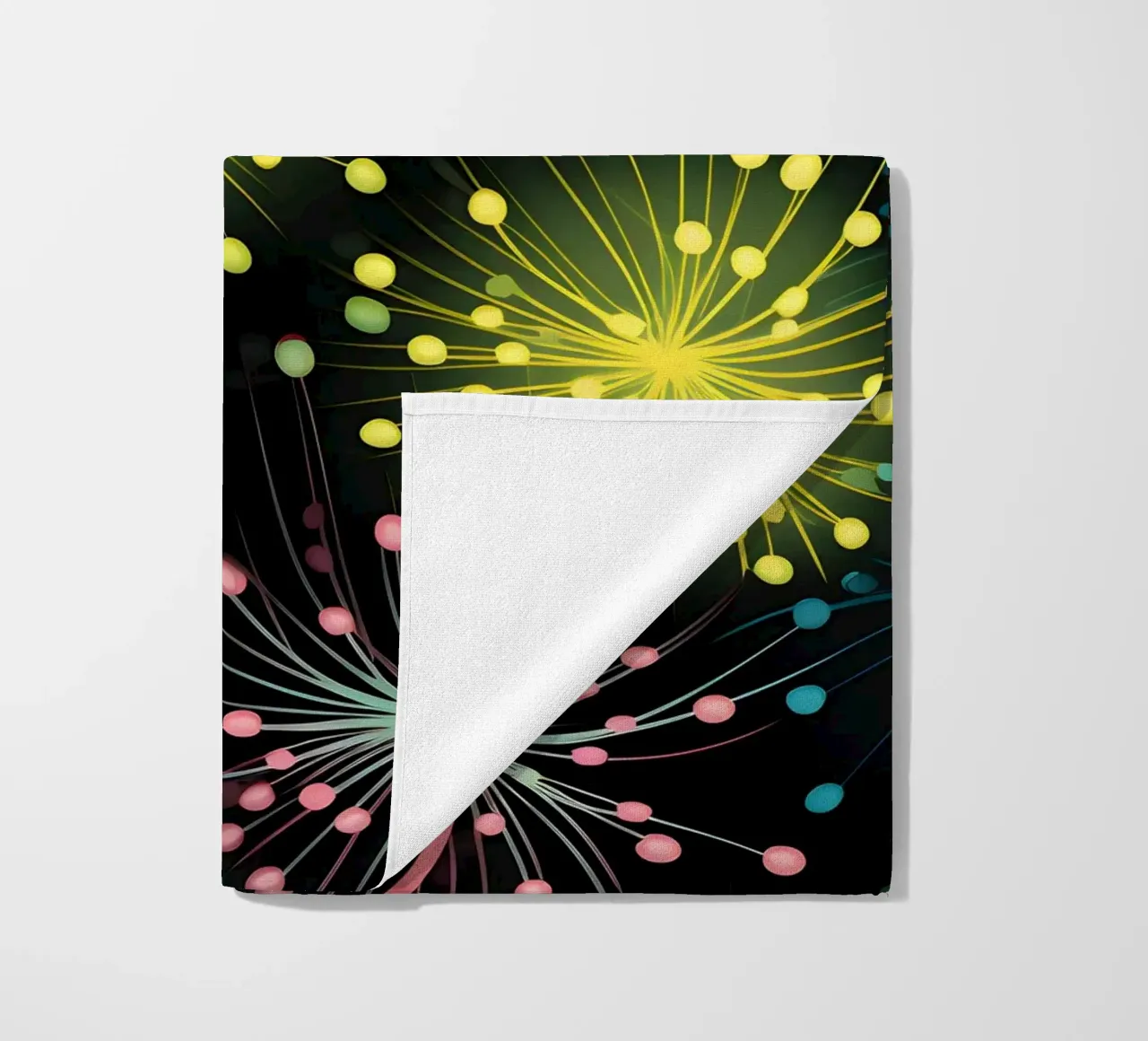 Neon Dandelions beach towel by Botanical Pattern House