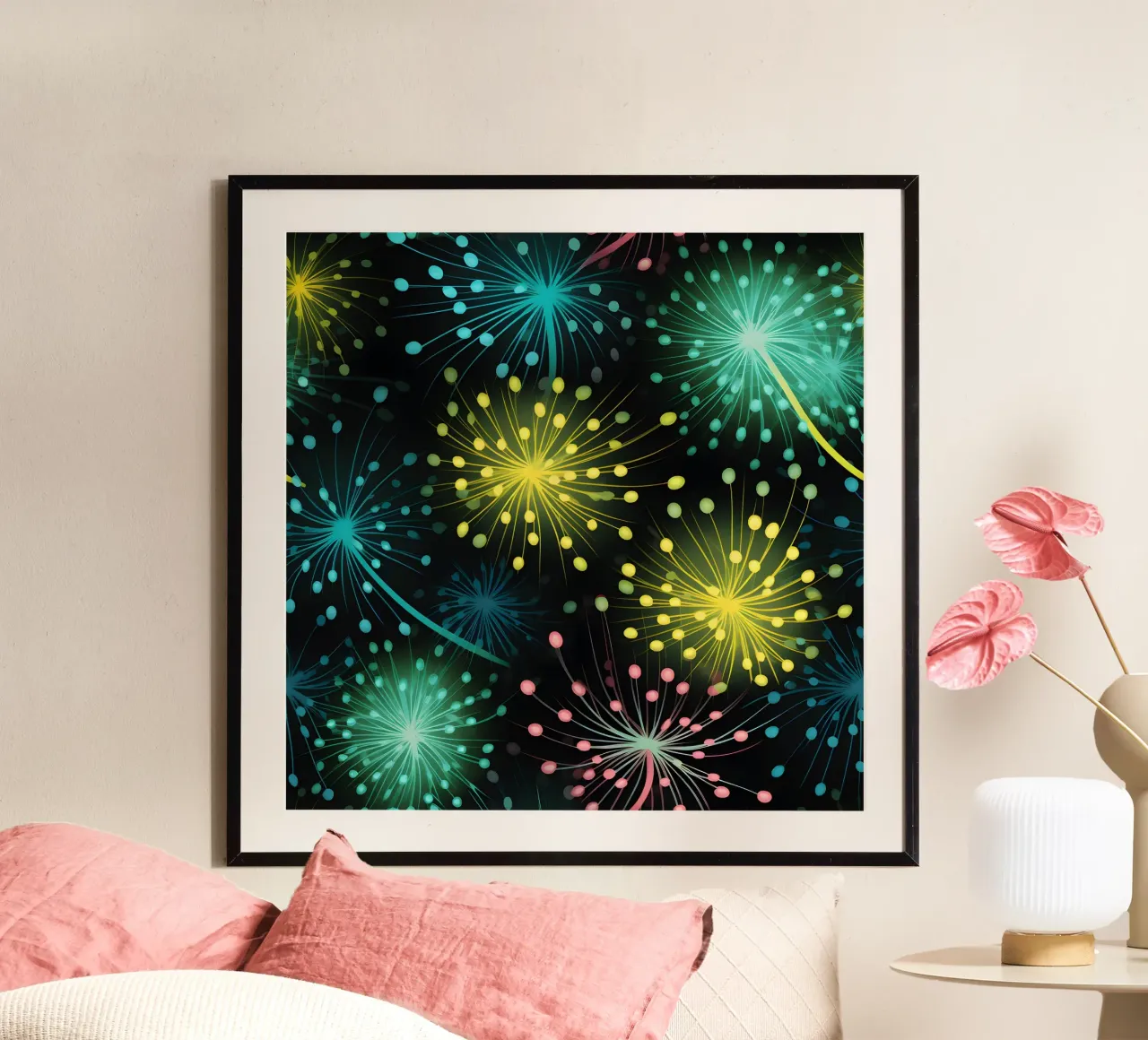 Neon Dandelions hahnemühle by Botanical Pattern House
