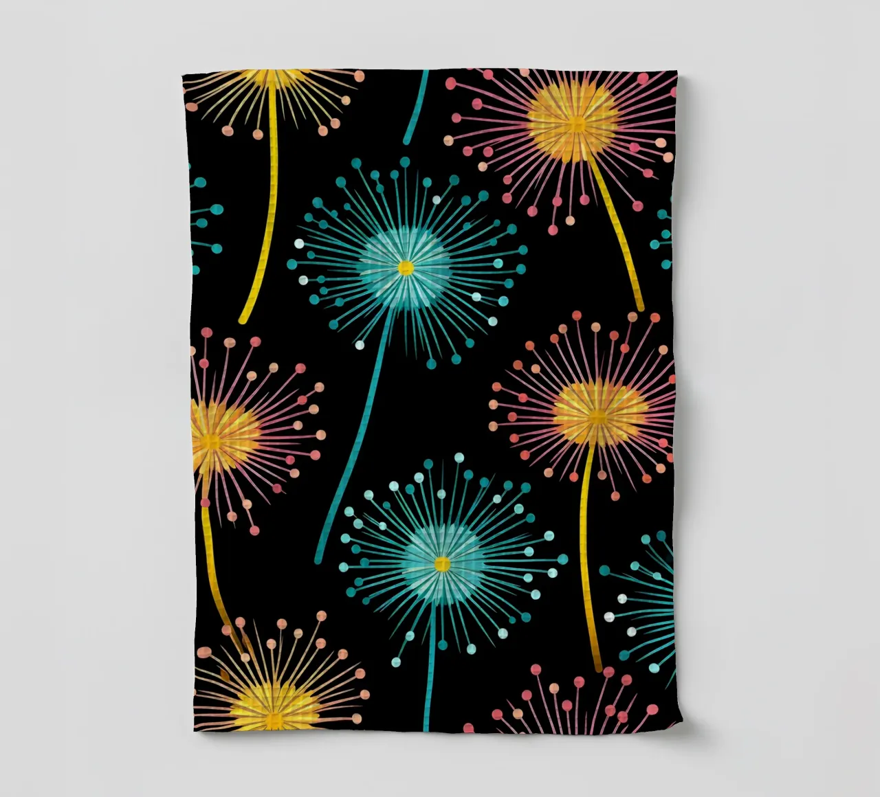 Neon paardenbloemen theedoek van Botanical Pattern House
