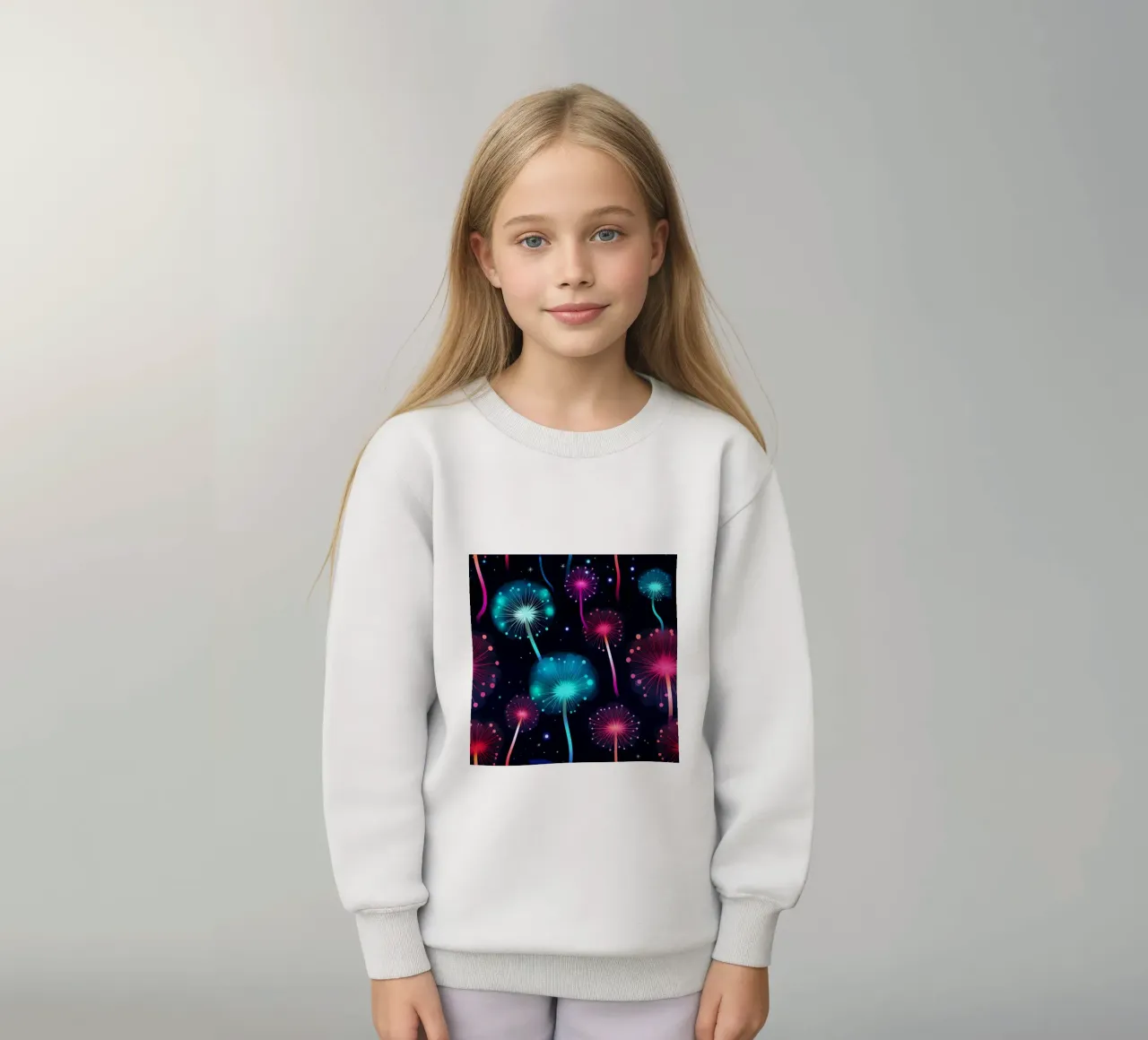 Denti di leone al neon felpa bambino da Botanical Pattern House
