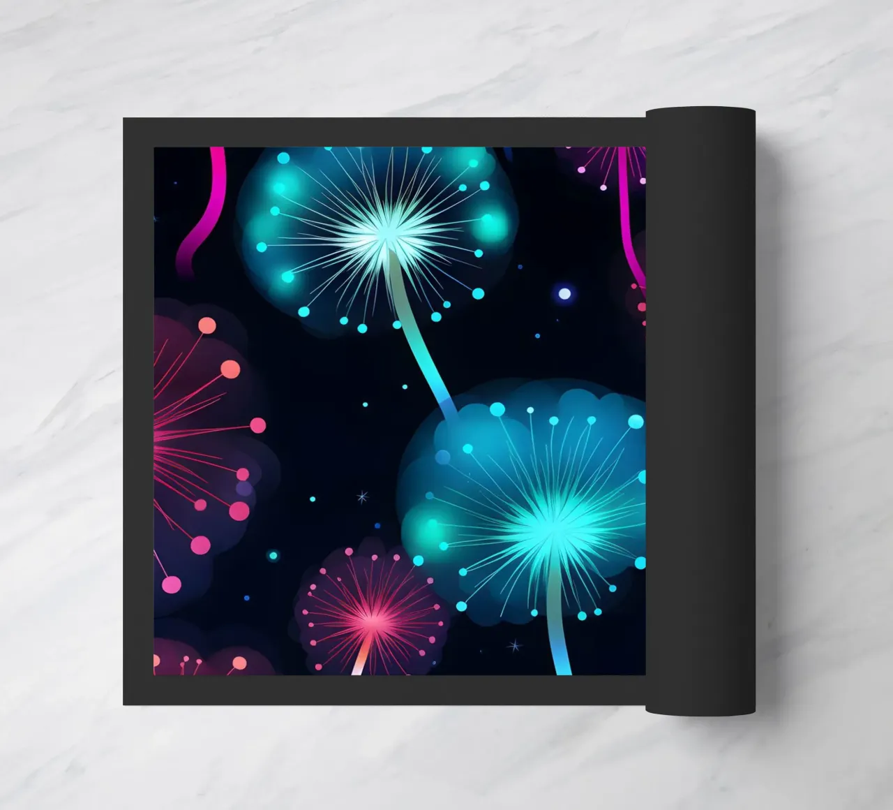 Neon Dandelions doormat by Botanical Pattern House