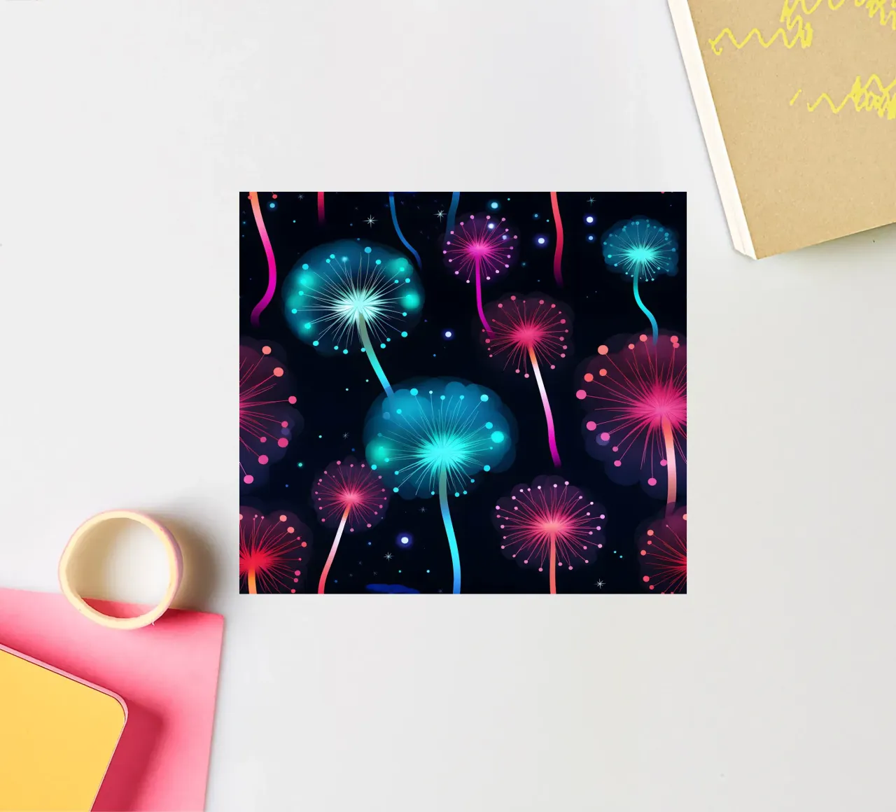Neon Löwenzahn Sticker von Botanical Pattern House