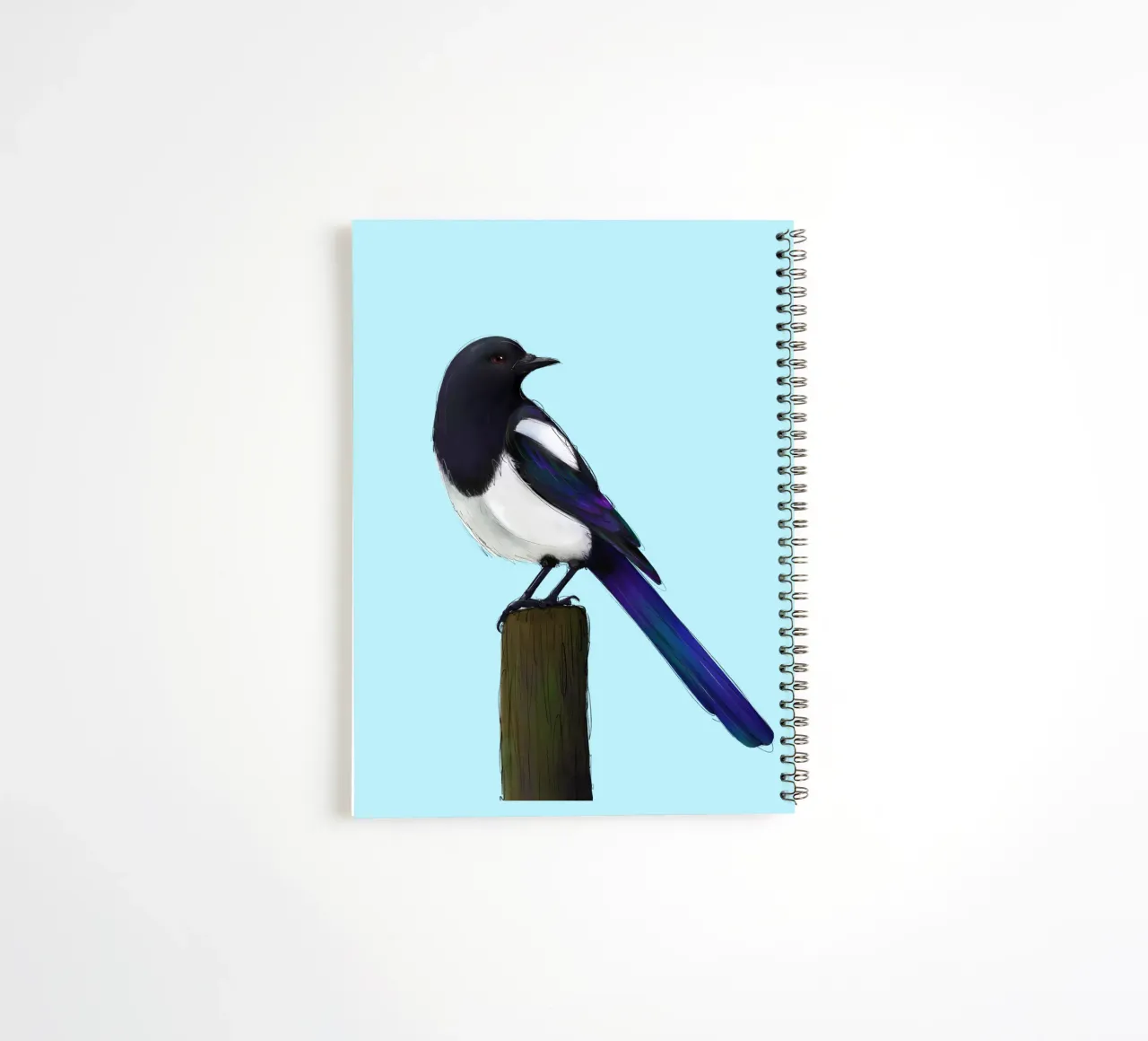 Magpie on Post spiral notebook by BwiseLizzy