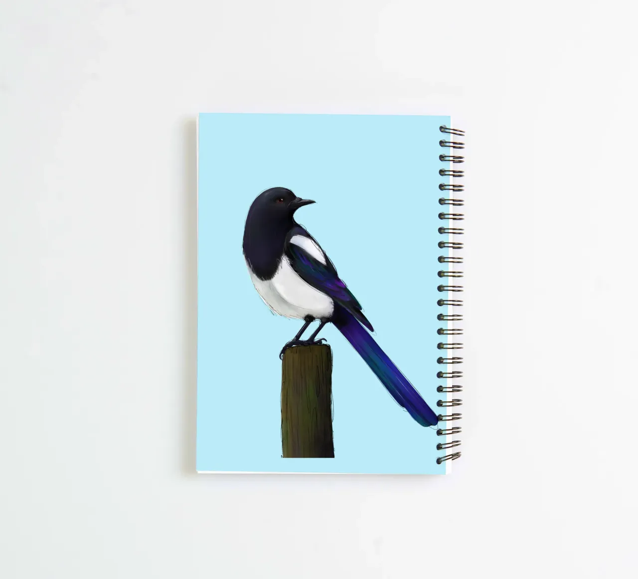 Magpie on Post spiral notebook by BwiseLizzy