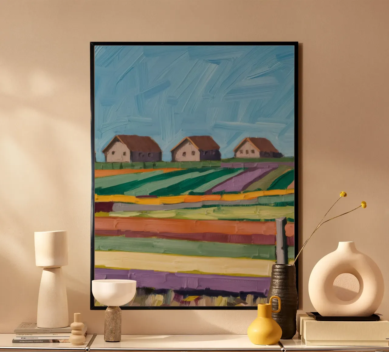 Armonia di campo a righe poster con telaio in plastica da Mystic Grain