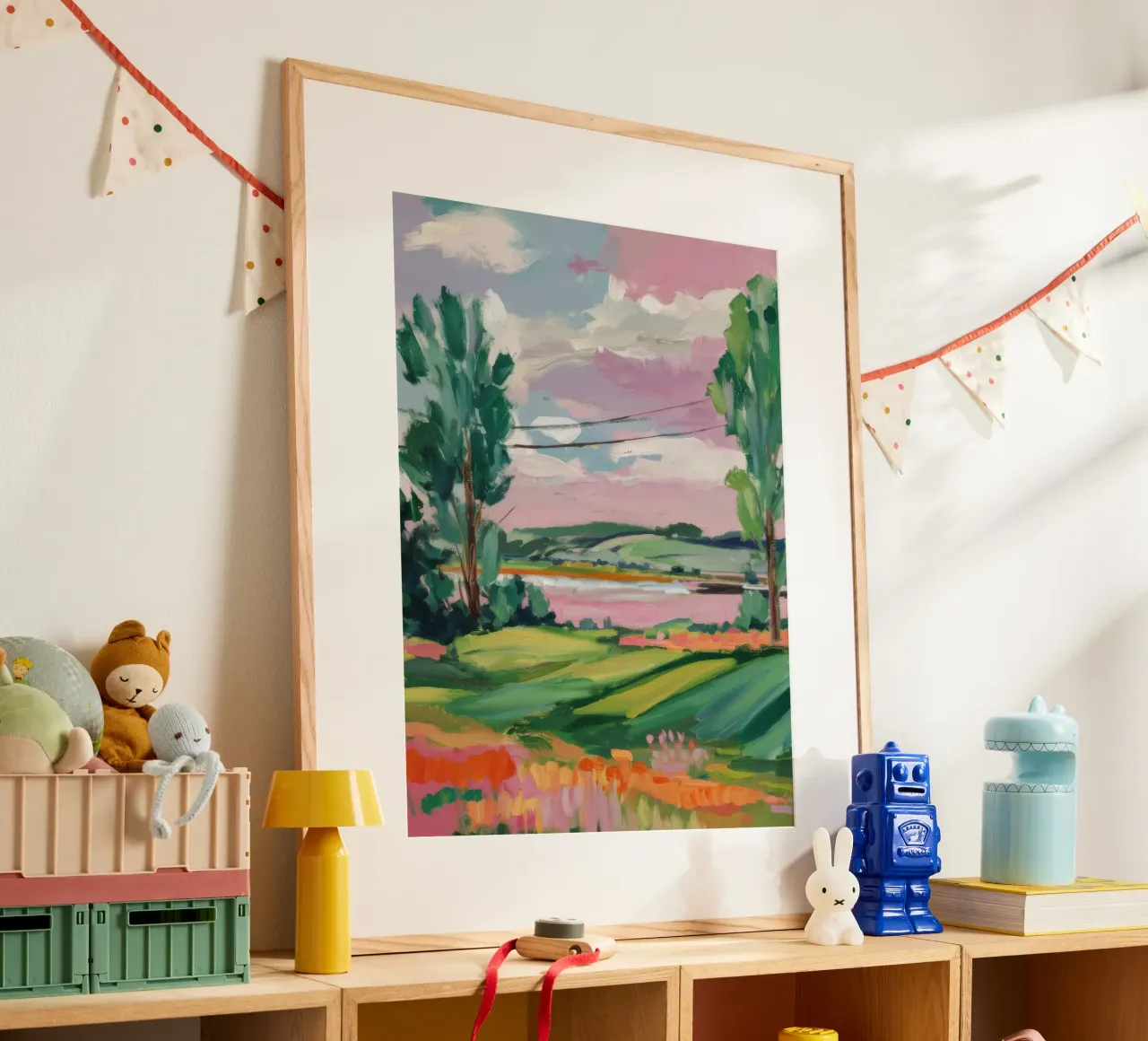 Orchard Edge Morning poster con telaio in legno da Mystic Grain