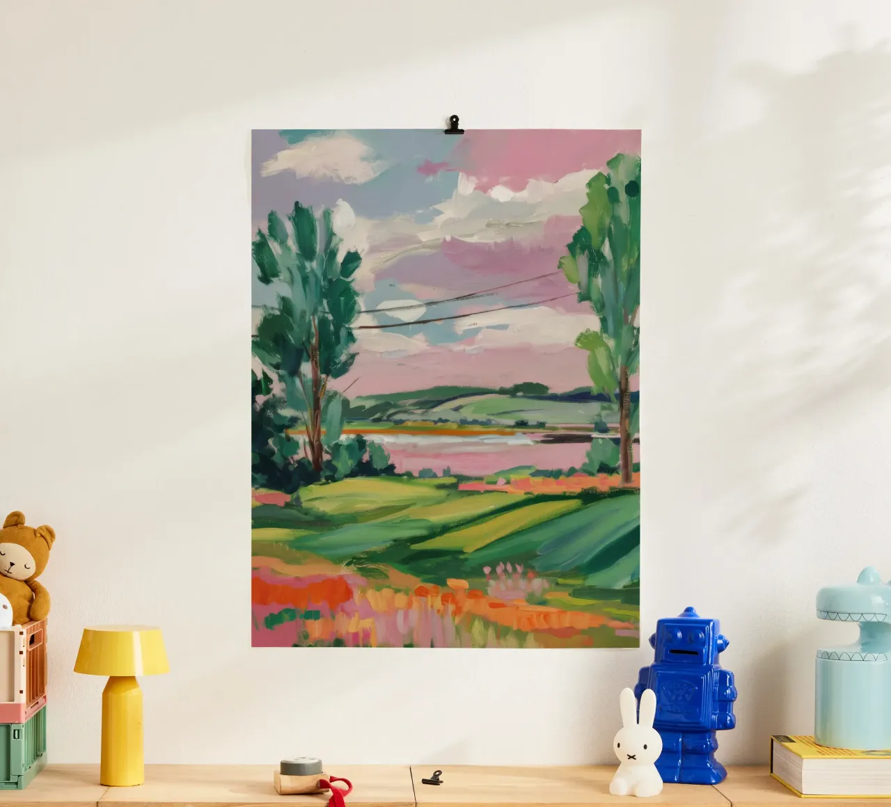 Orchard Edge Morning poster con telaio in legno da Mystic Grain