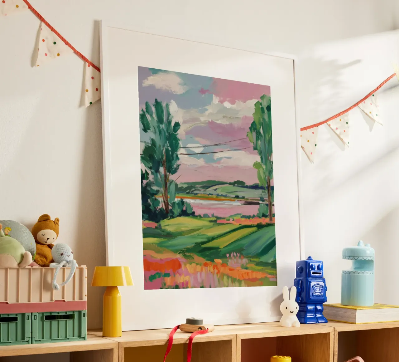 Orchard Edge Morning poster con telaio in legno da Mystic Grain