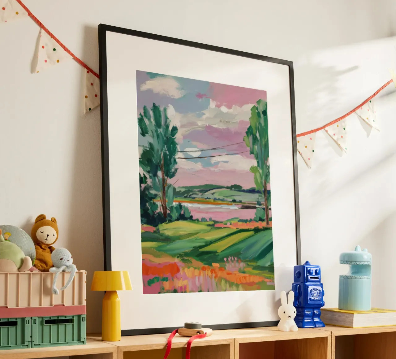 Orchard Edge Morning poster con telaio in legno da Mystic Grain