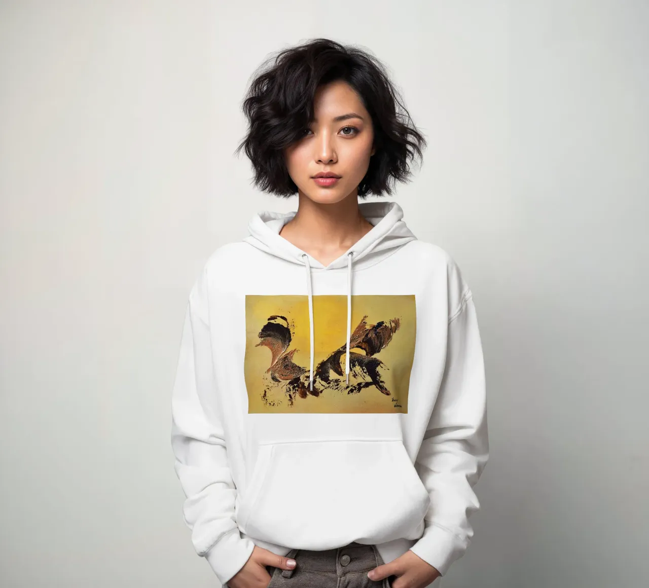 MESSAGE FROM THE HEART 32 felpa con cappuccio da Thierry Vobmann Abstract painting