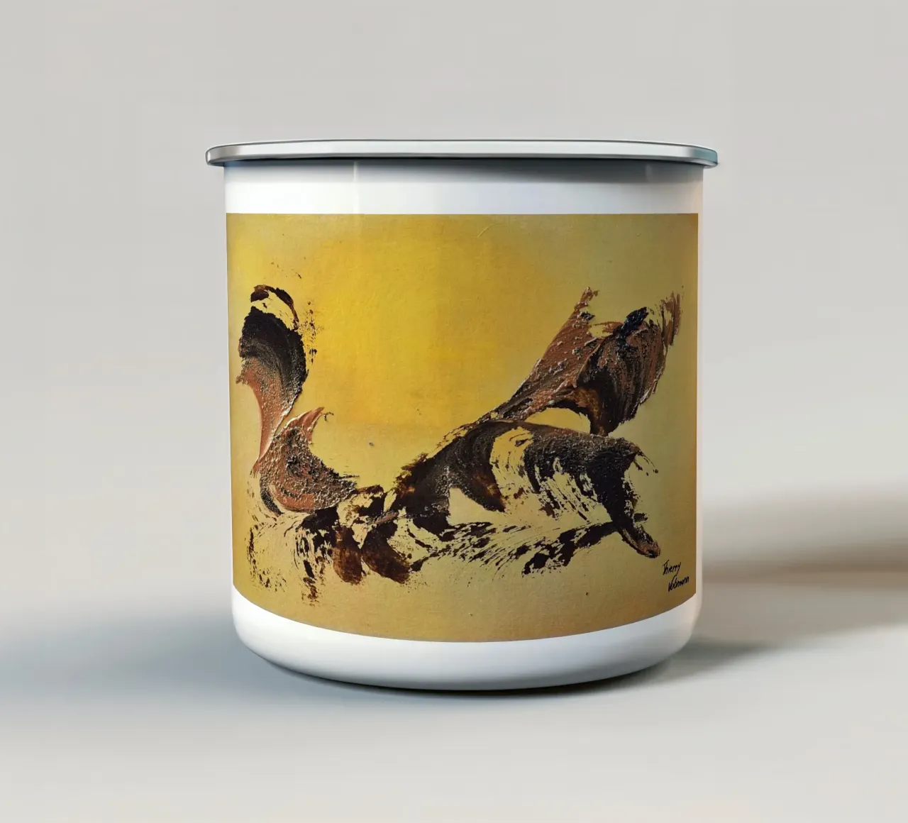 MESSAGE FROM THE HEART 32 mug en émail de Thierry Vobmann Abstract painting