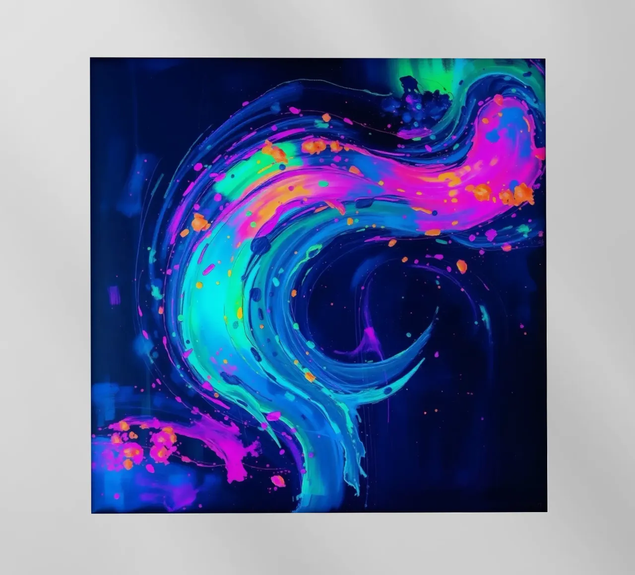 abstract swirl with neon hues creating motion in a dark back backlit film by DesignDoodle