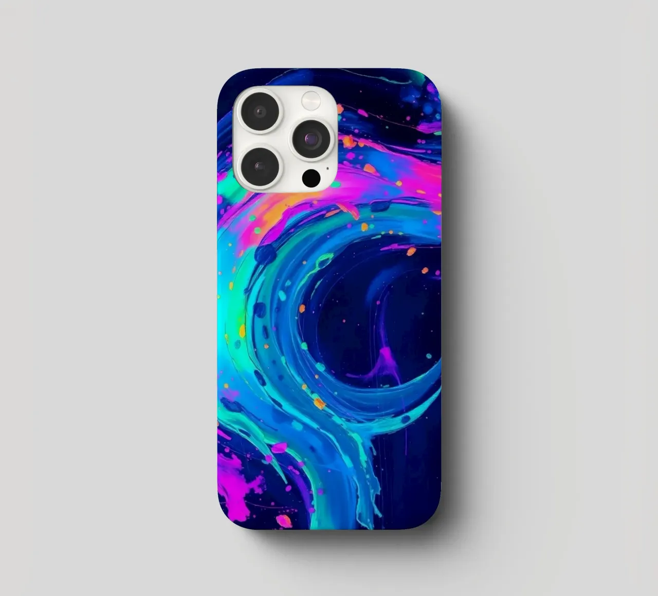 abstract swirl with neon hues creating motion in a dark back iphone case by DesignDoodle