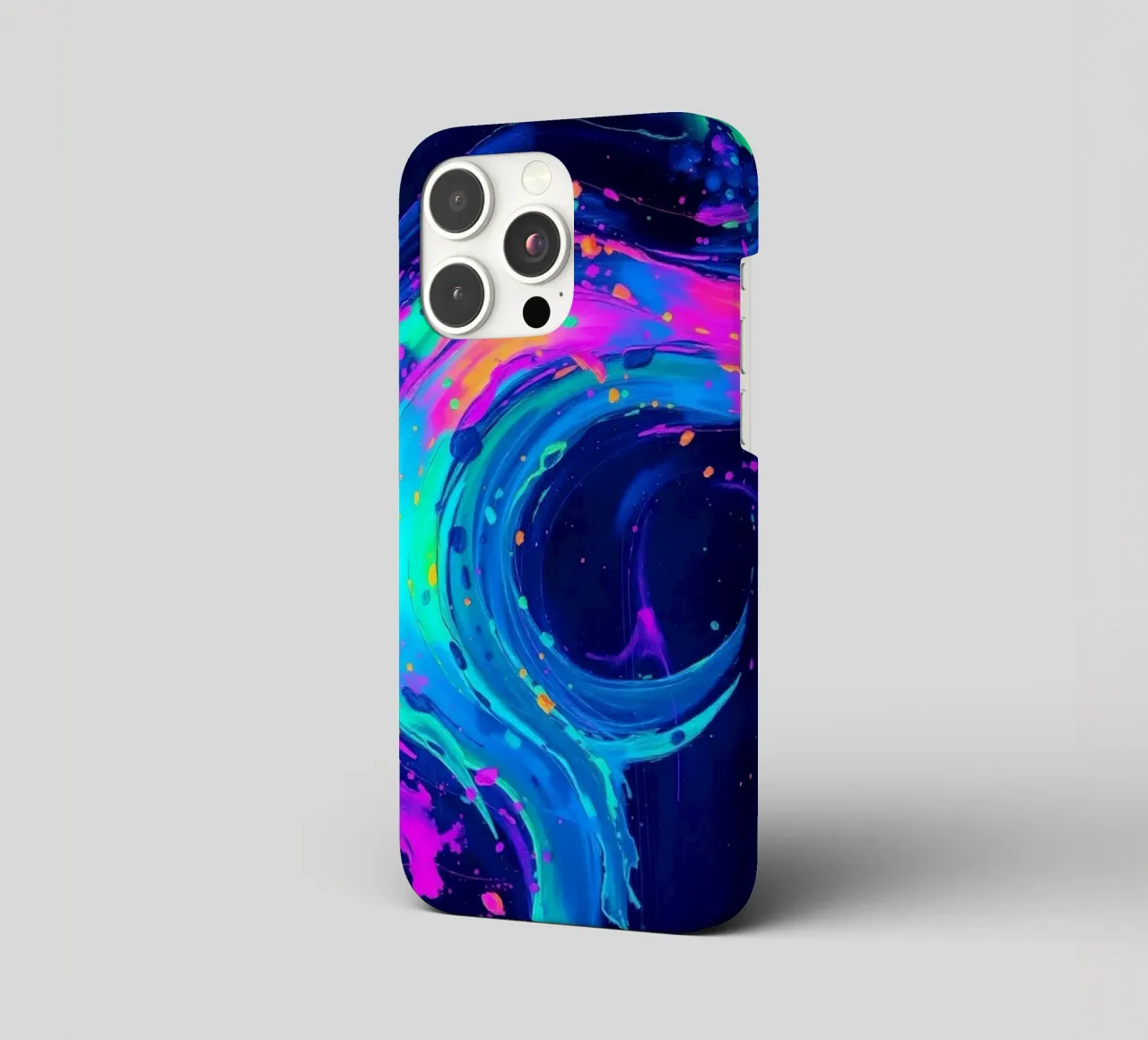 abstract swirl with neon hues creating motion in a dark back iphone case by DesignDoodle