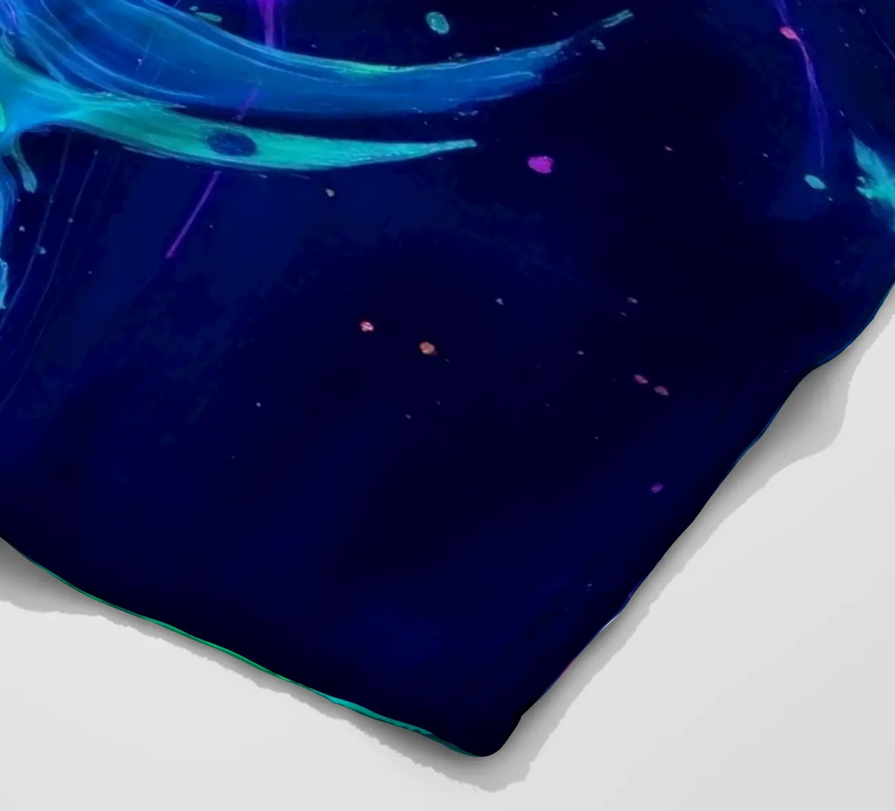 abstract swirl with neon hues creating motion in a dark back fleece blanket by DesignDoodle