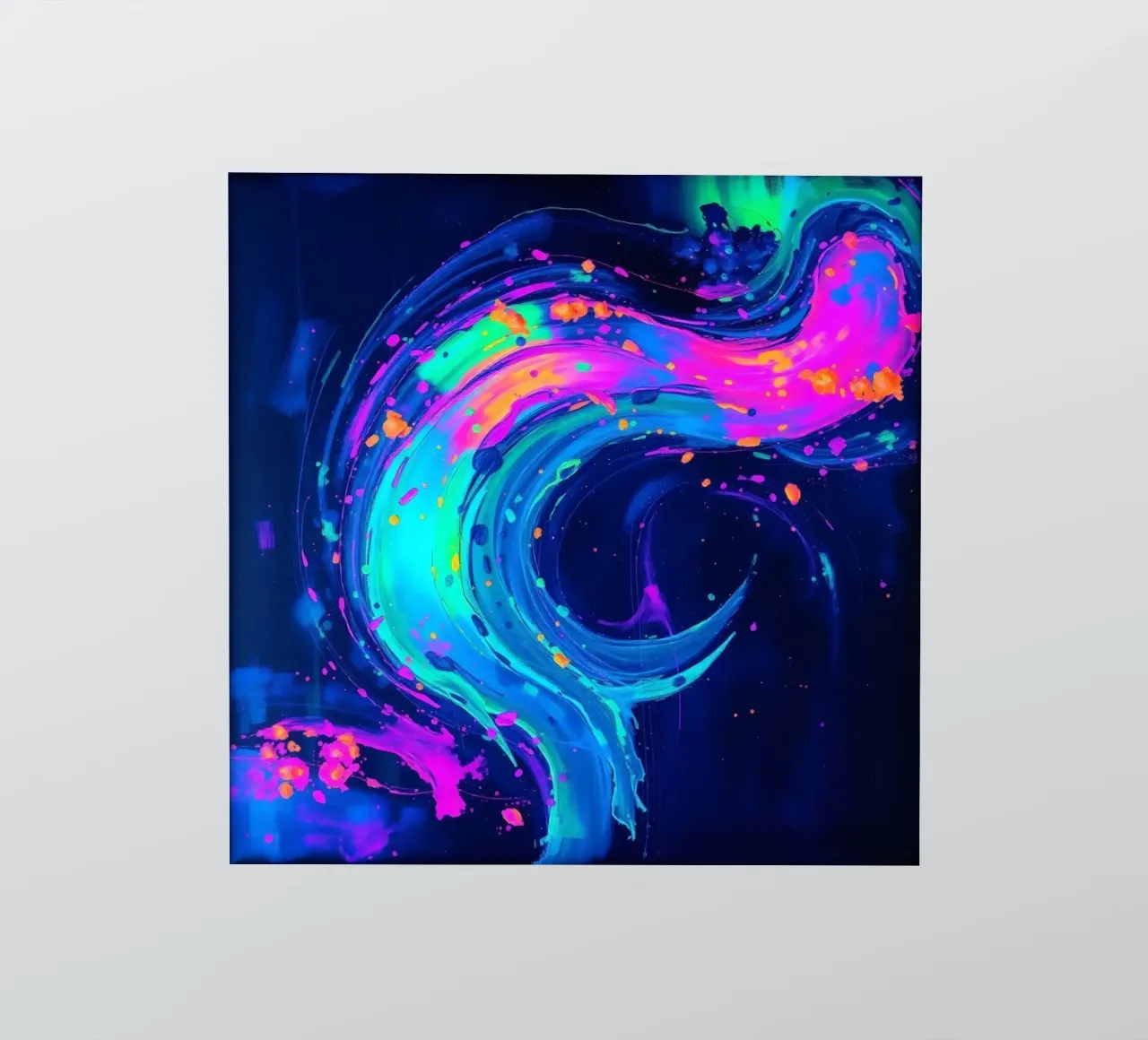 abstract swirl with neon hues creating motion in a dark back sticker by DesignDoodle