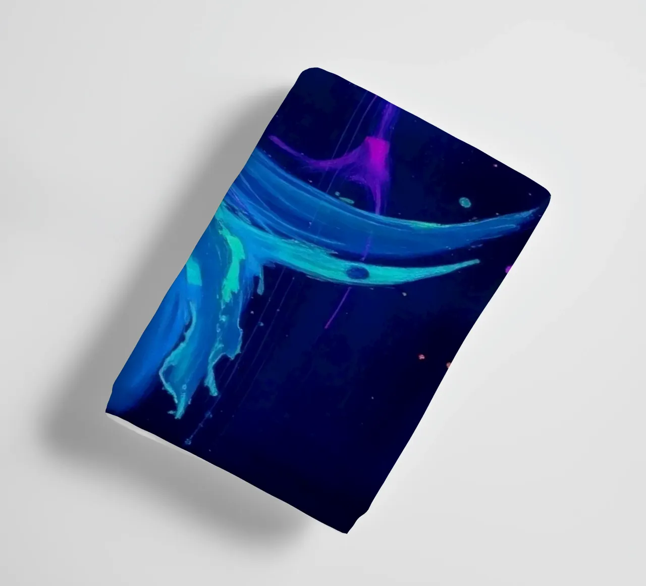 abstract swirl with neon hues creating motion in a dark back towel by DesignDoodle