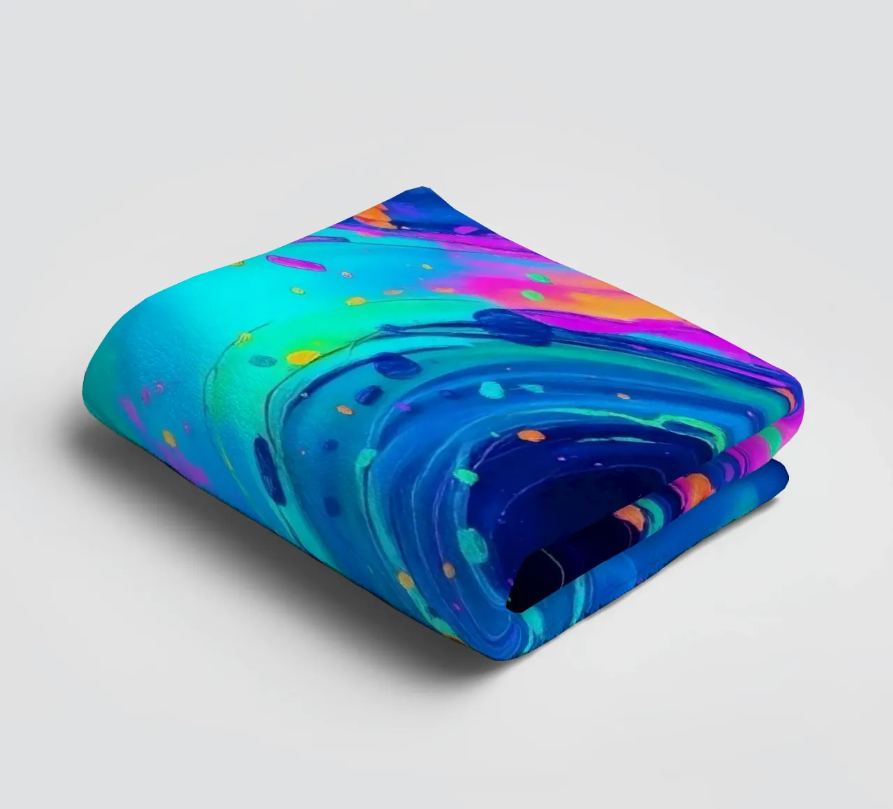 abstract swirl with neon hues creating motion in a dark back towel by DesignDoodle