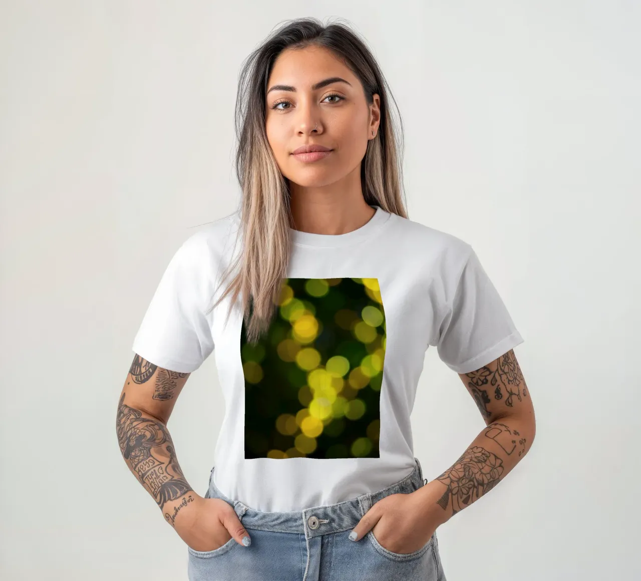 bokeh lights create a festive atmosphere t-shirt by DesignDoodle
