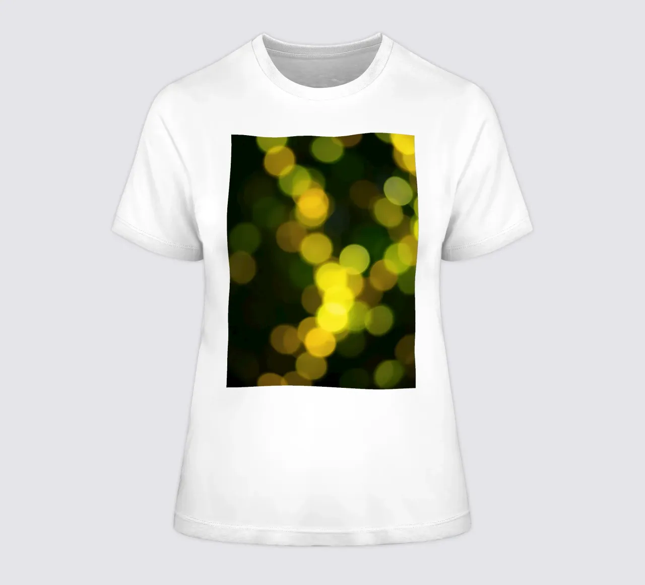 bokeh lights create a festive atmosphere women's fitted t-shirt by DesignDoodle