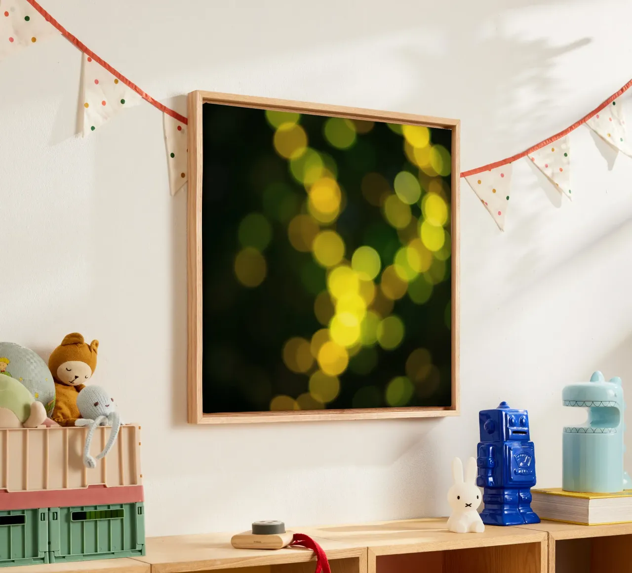 bokeh lights create a festive atmosphere canvas by DesignDoodle