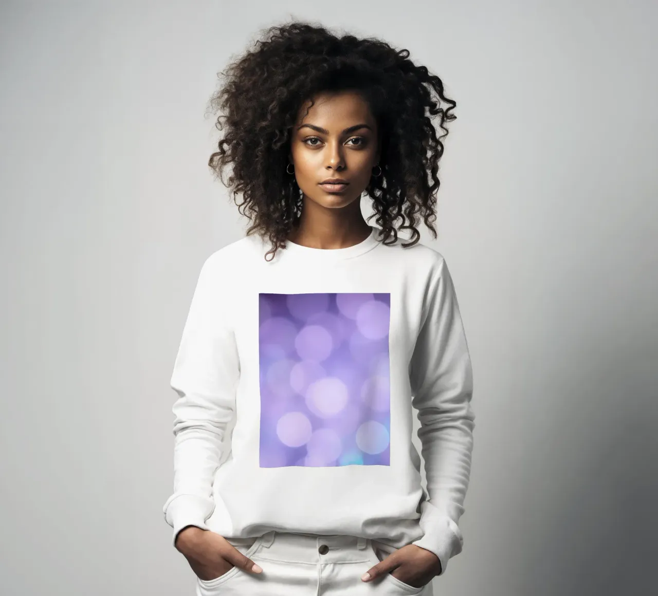 Sfondo bokeh con luci soffuse viola e blu felpa da DesignDoodle