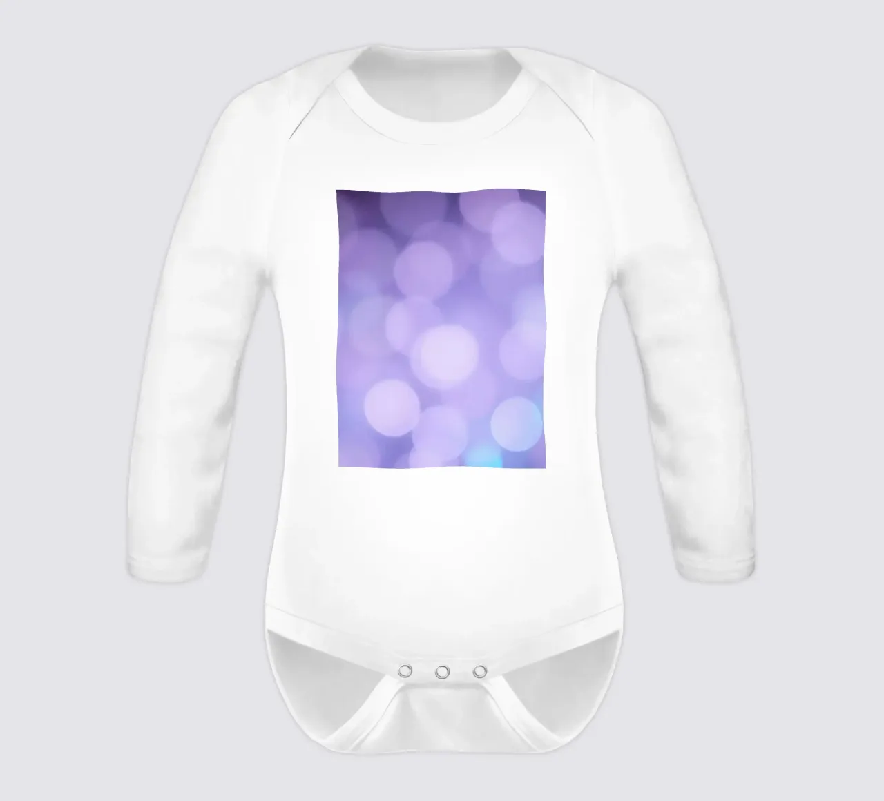 Sfondo bokeh con luci soffuse viola e blu body neonato maniche lunghe da DesignDoodle