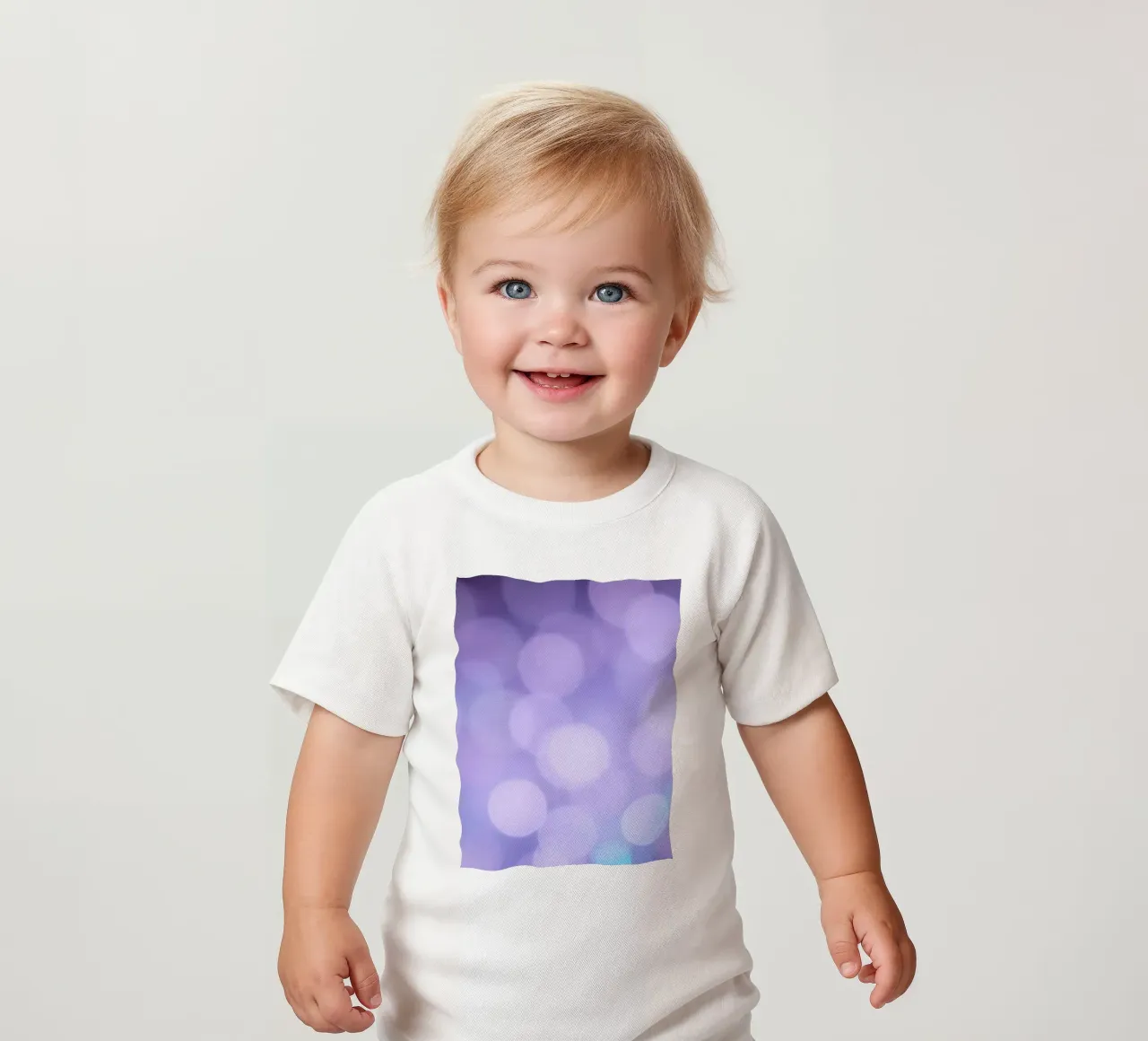 bokeh background featuring soft purple and blue lights baby t-shirt by DesignDoodle