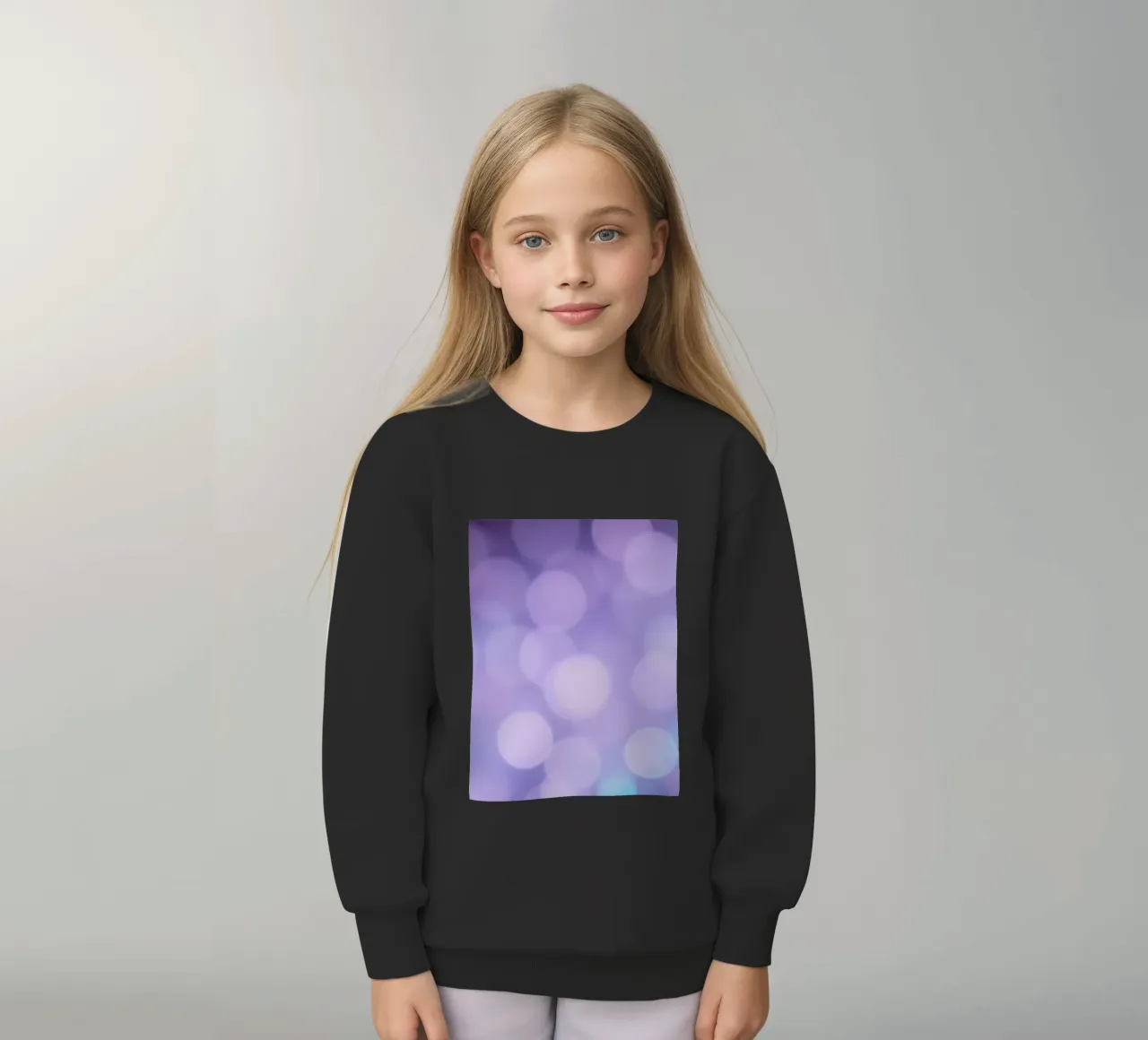 Sfondo bokeh con luci soffuse viola e blu felpa bambino da DesignDoodle