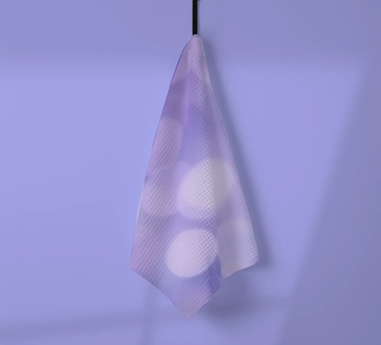 bokeh background featuring soft purple and blue lights tea towel by DesignDoodle