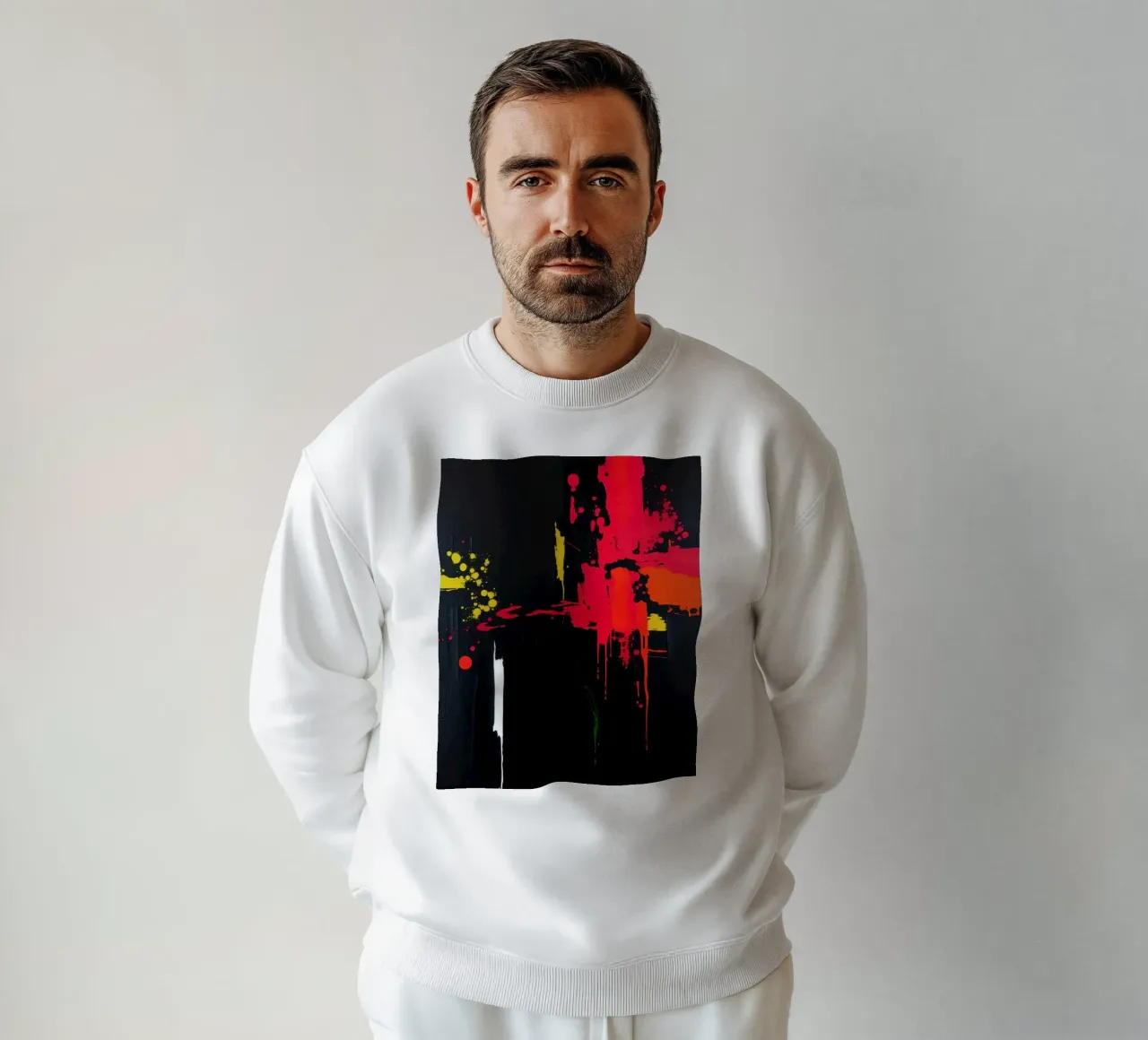Bold abstract painting with vibrant colors and dynamic shape sweatshirt by DesignDoodle