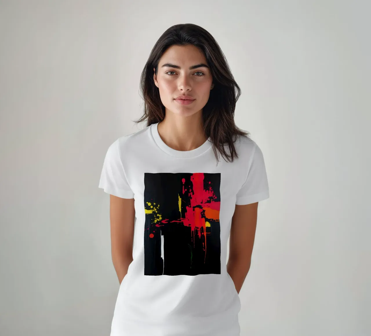 Bold abstract painting with vibrant colors and dynamic shape t-shirt by DesignDoodle