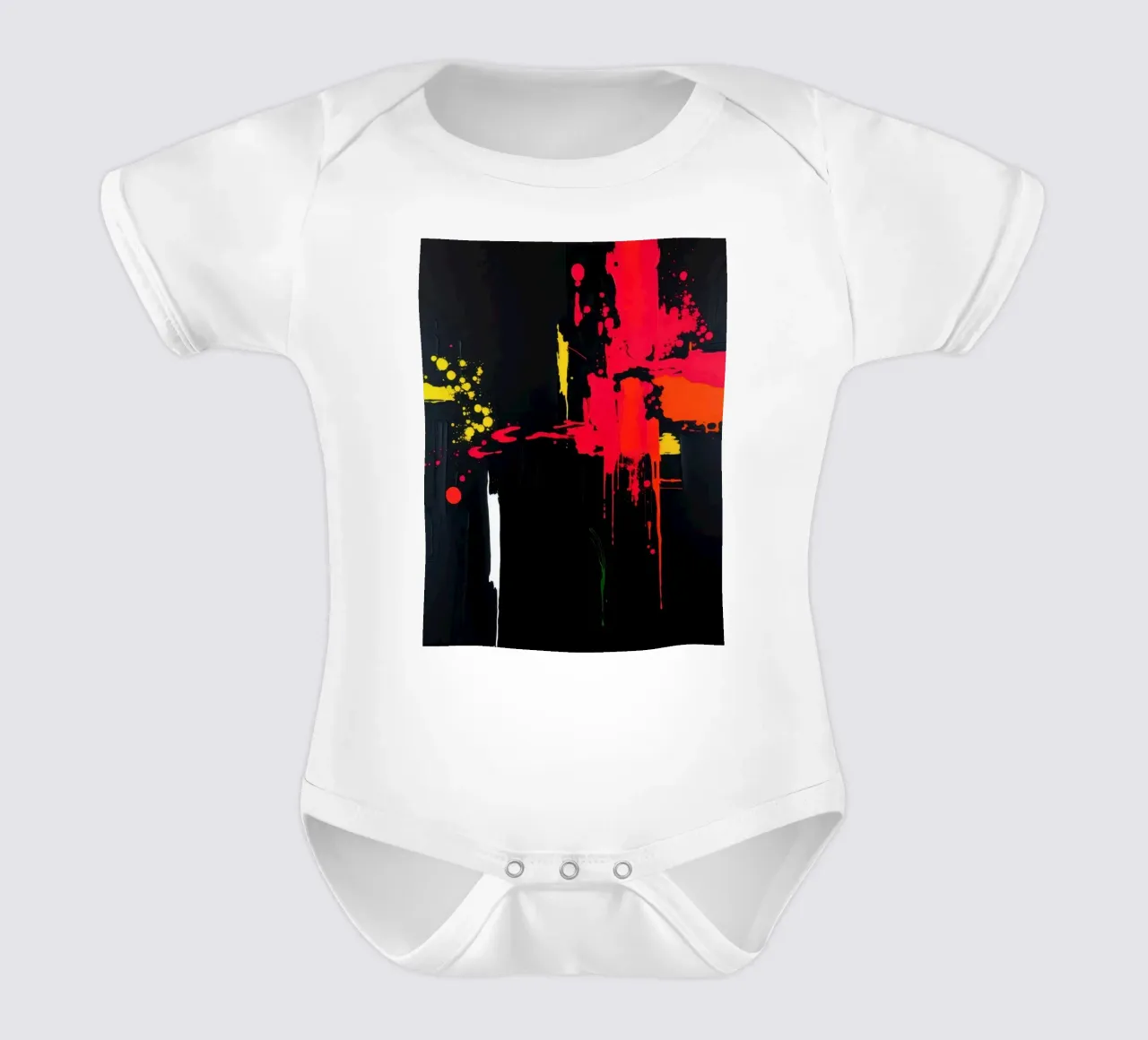 Kühnes abstraktes Gemälde mit leuchtenden Farben und dynamischen Formen Kurzarm Babybody von DesignDoodle