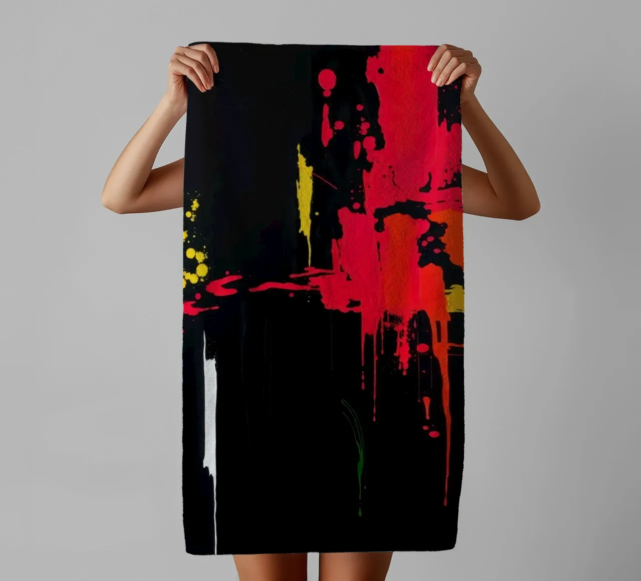 Bold abstract painting with vibrant colors and dynamic shape towel by DesignDoodle