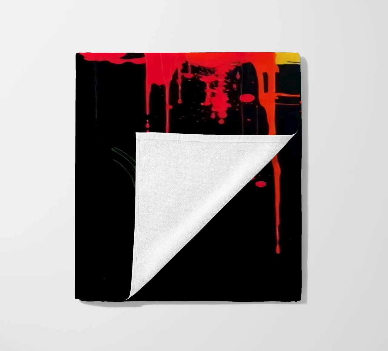 Bold abstract painting with vibrant colors and dynamic shape beach towel by DesignDoodle