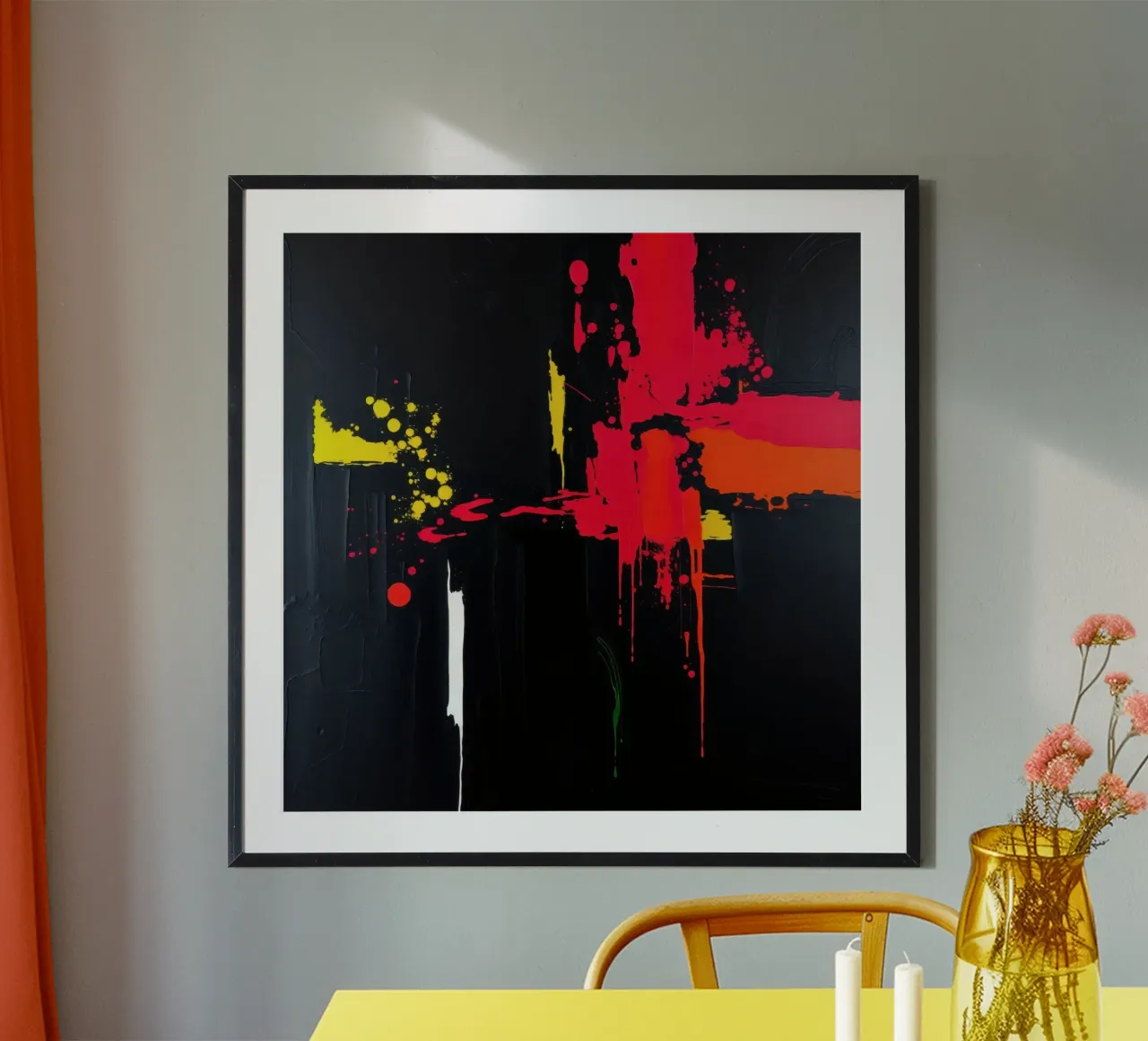 Bold abstract painting with vibrant colors and dynamic shape hahnemühle by DesignDoodle