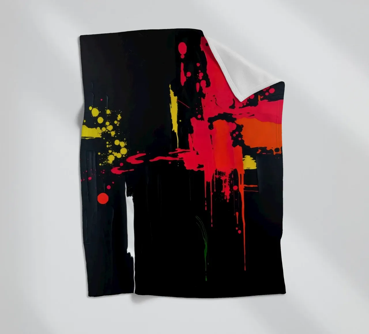 Bold abstract painting with vibrant colors and dynamic shape fleece blanket by DesignDoodle