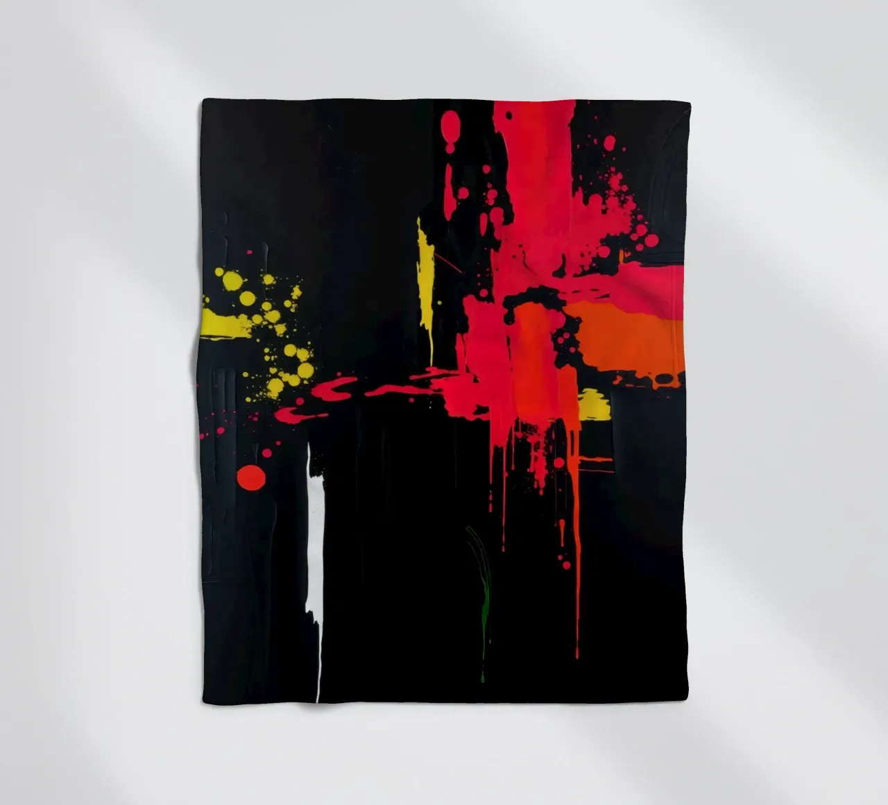 Bold abstract painting with vibrant colors and dynamic shape fleece blanket by DesignDoodle