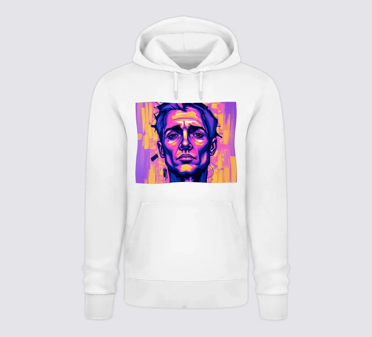 man with colorful background emphasizing artistic expression hoodie by DesignDoodle